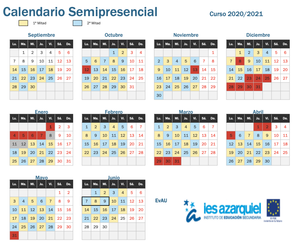 CALENDARIO SEMIPRESENCIAL.